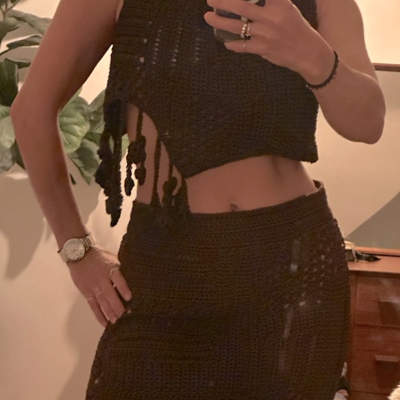 Christopher Esber chocolate brown KNIT SET - (NWT’s) stunning !Top S/M, skirt M - Picture 2 of 12